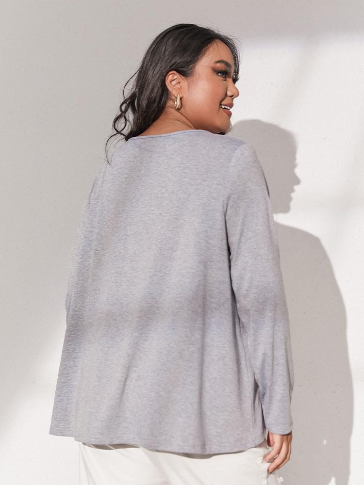 Solid Irregular Crew Neck T-shirt