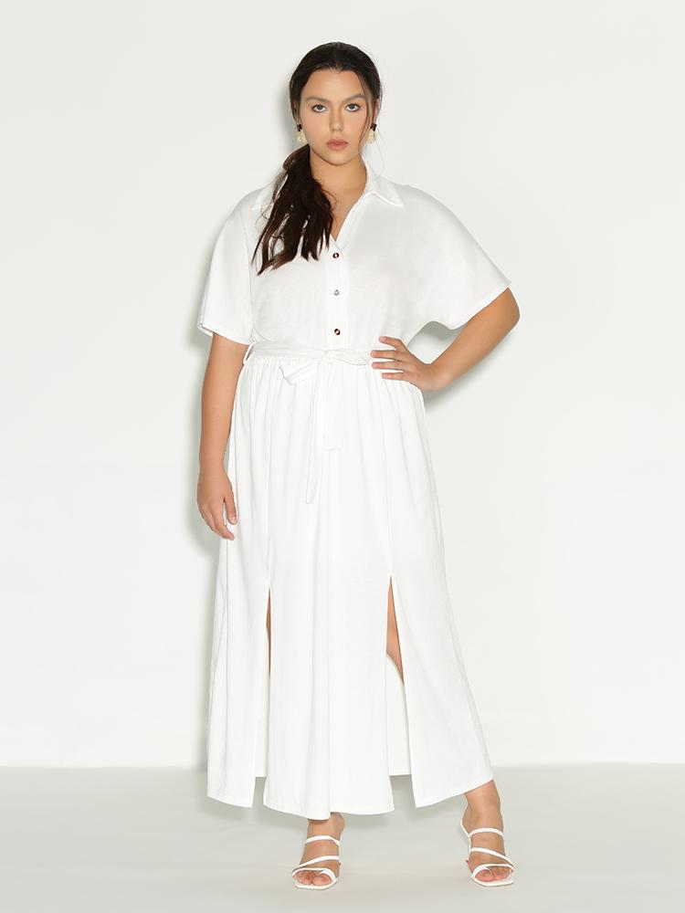 Button Split Hem Dress