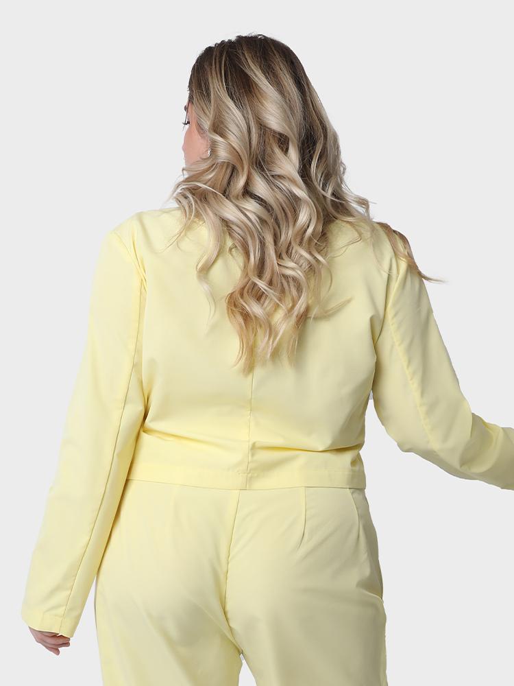 Solid Siut Collar Crop Tops