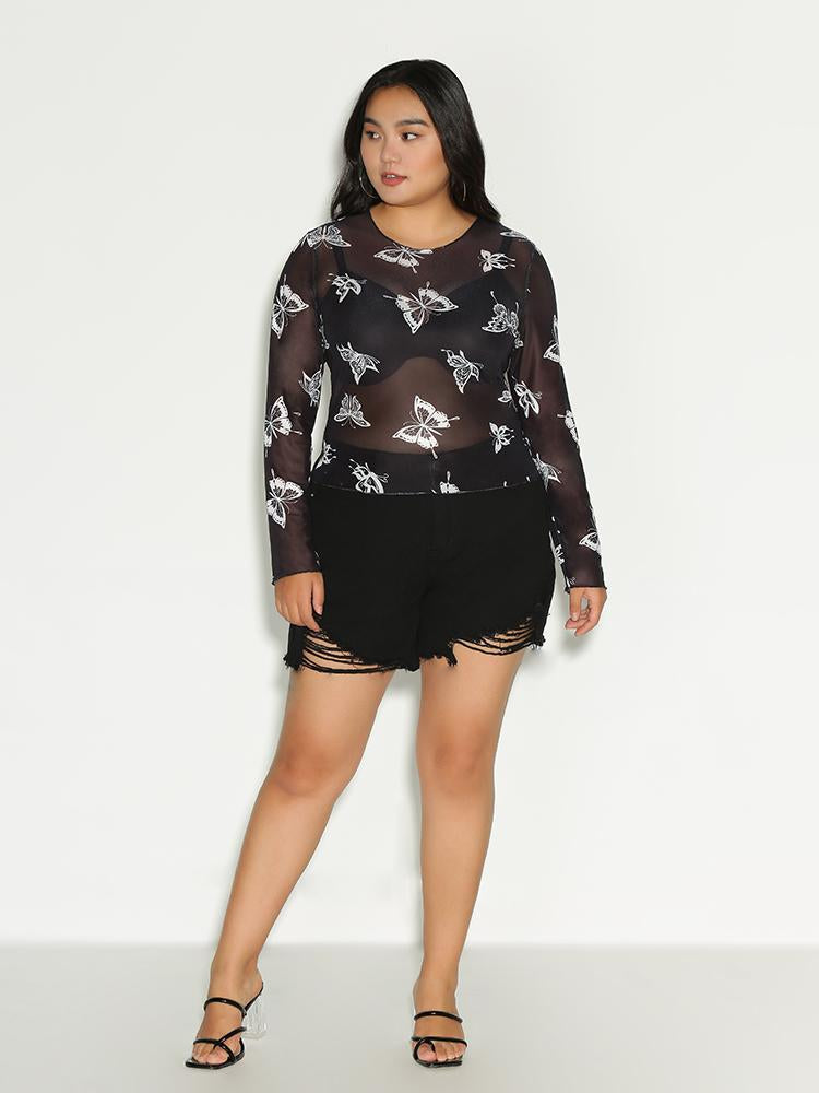 Butterfly See Through T-Shirt