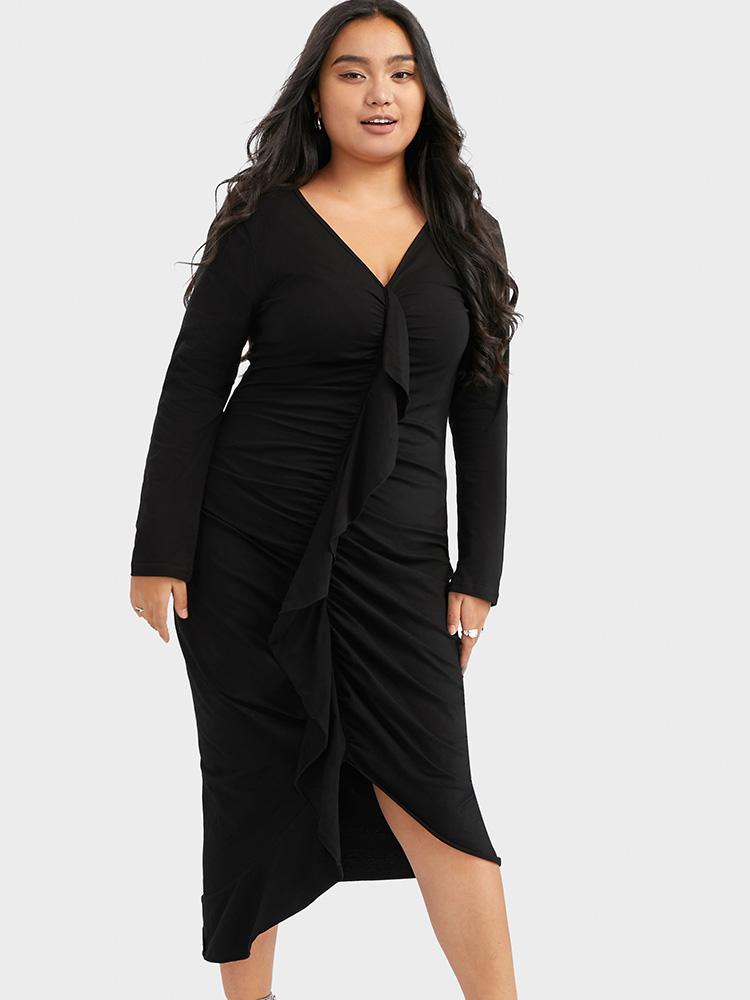 Irregular V-neck Bodycon Dress