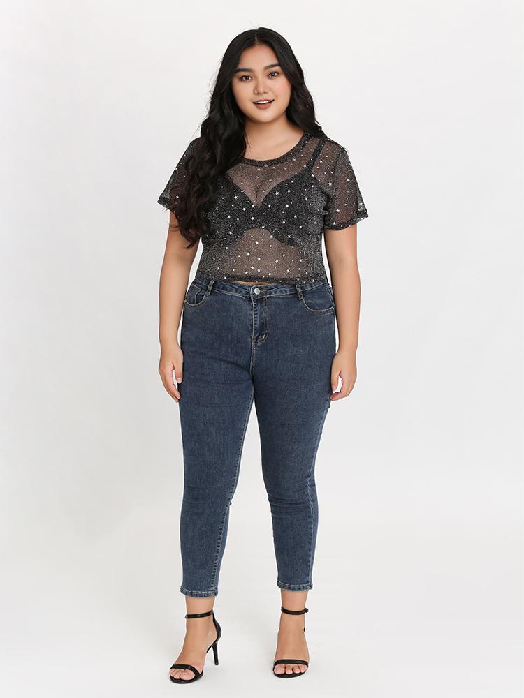 Star Glitter Mesh Top