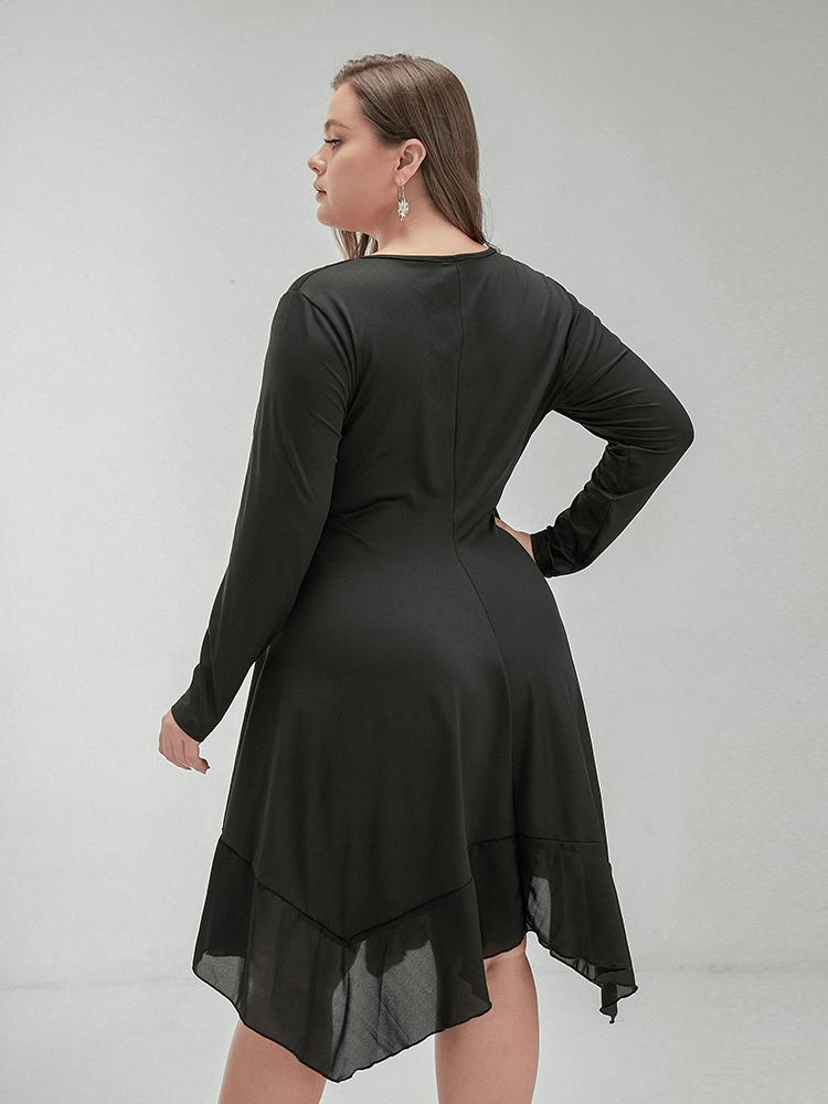 Irregular Hem Long Sleeve Dress
