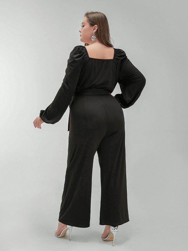 Solid Puff Sleeve Jumpsuit