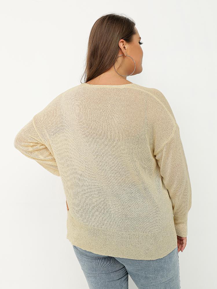 Button Solid Drop Shoulder Cardigan