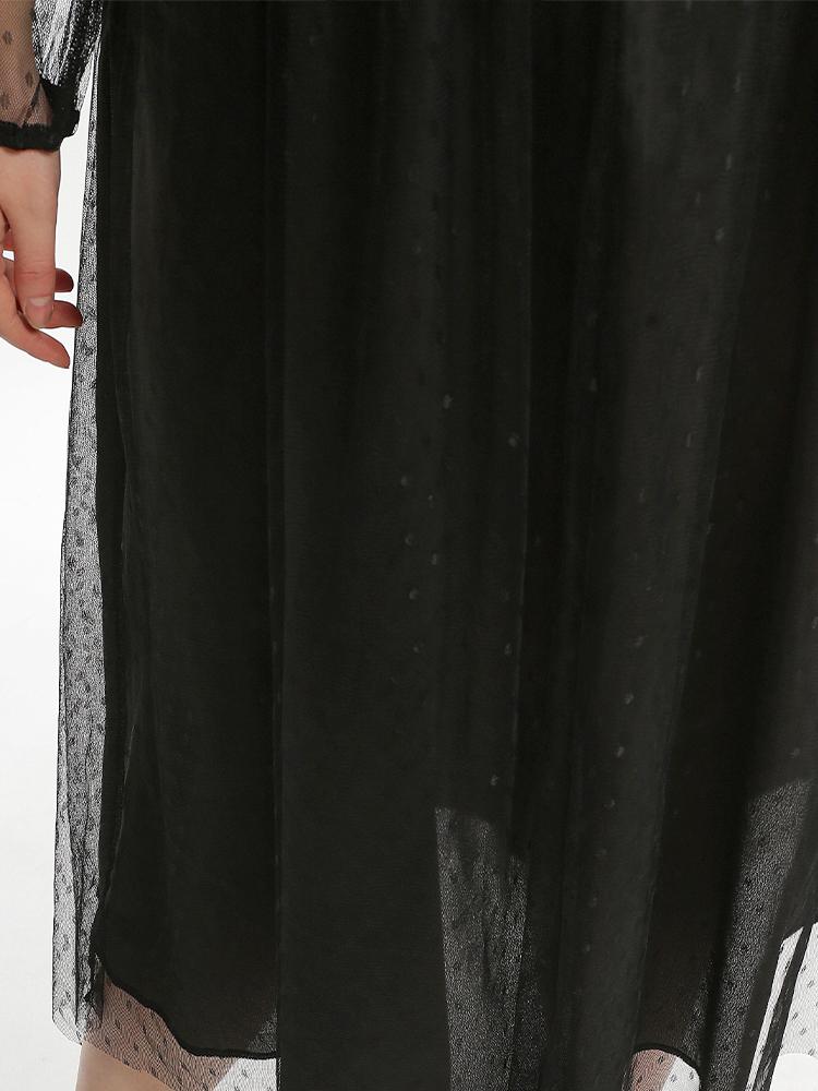 Mesh Stitching Round Neck Dress