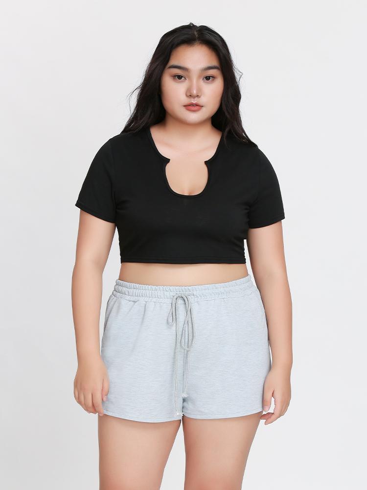 Irregular Neck Crop Top