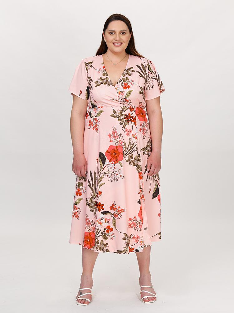 Surplice Neck Floral Dress