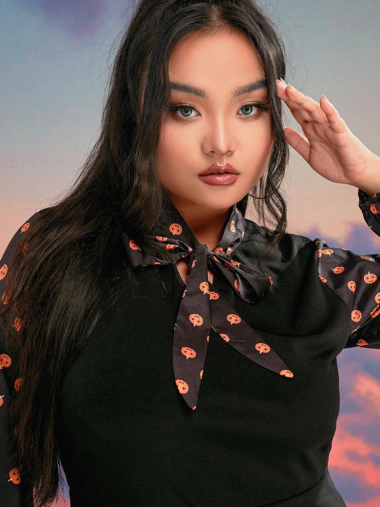 Halloween Print Bowknot Dress