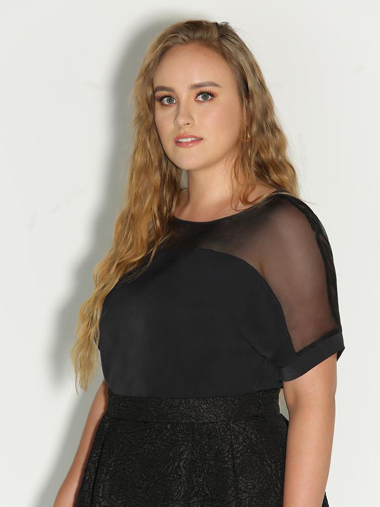 See Through Mesh Blouse