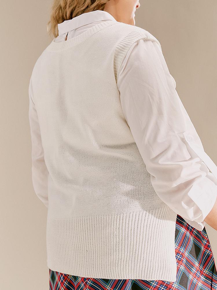 Split V-neck Knitted Vest