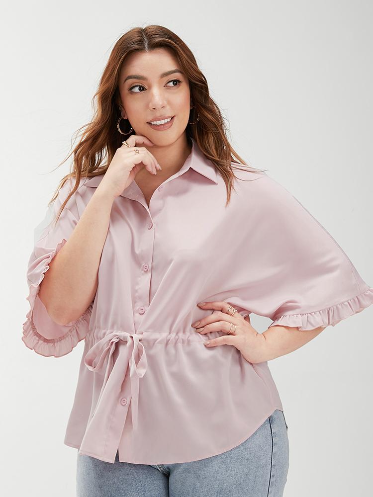 Drawstring Ruffled Sleeve Blouse