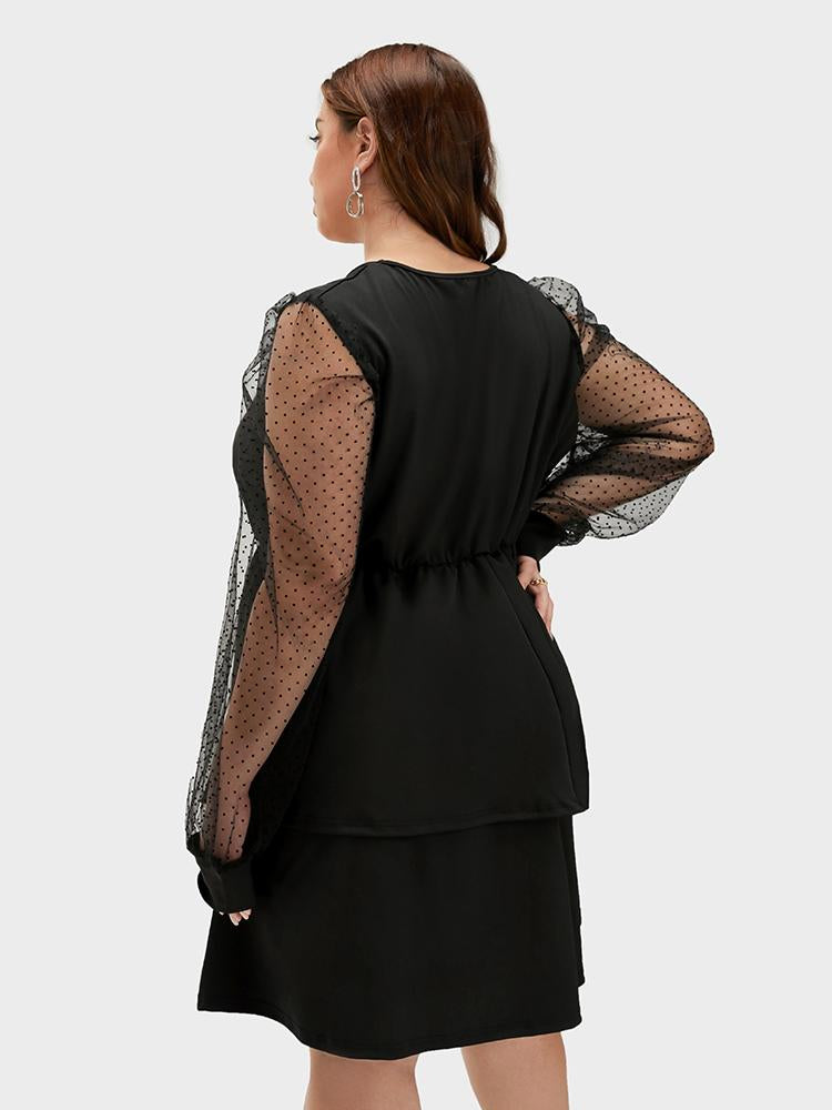 Polka Dot Mesh Stitching Dress