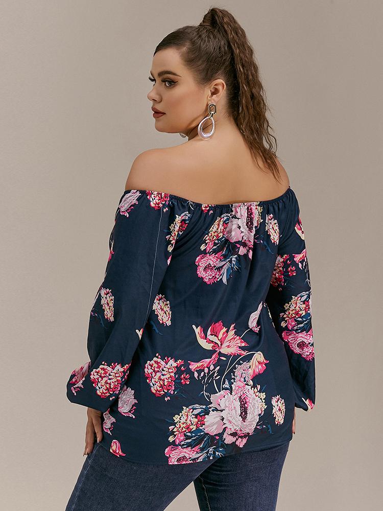 Floral Knotted Off Shoulder Bouse