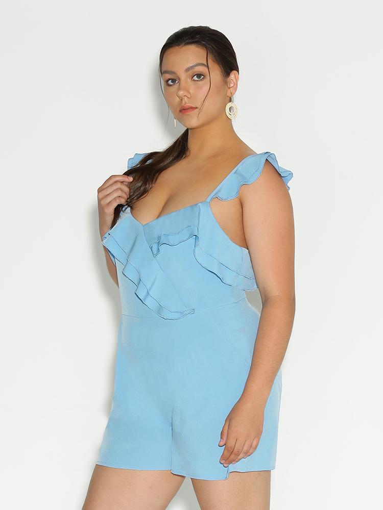 Ruffle Backless Romper