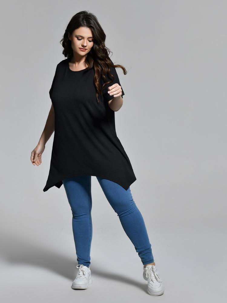 Mid Long Round Neck T-Shirt