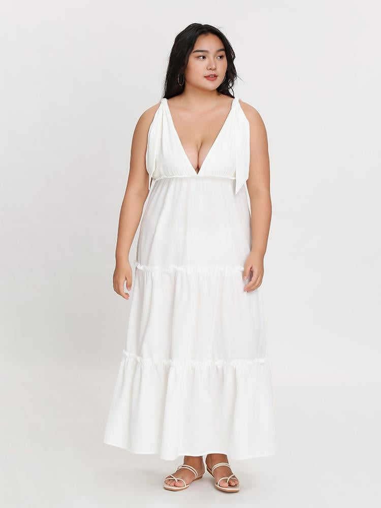 Plunge Neck Backless Dress