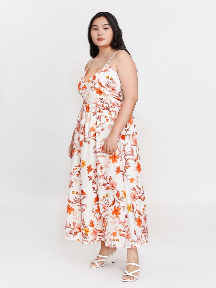 Leaf Print Surplice Dress