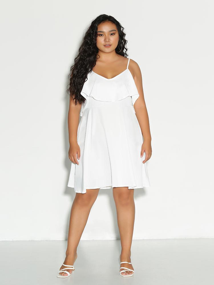 Ruffle Cross Back Cami Dress