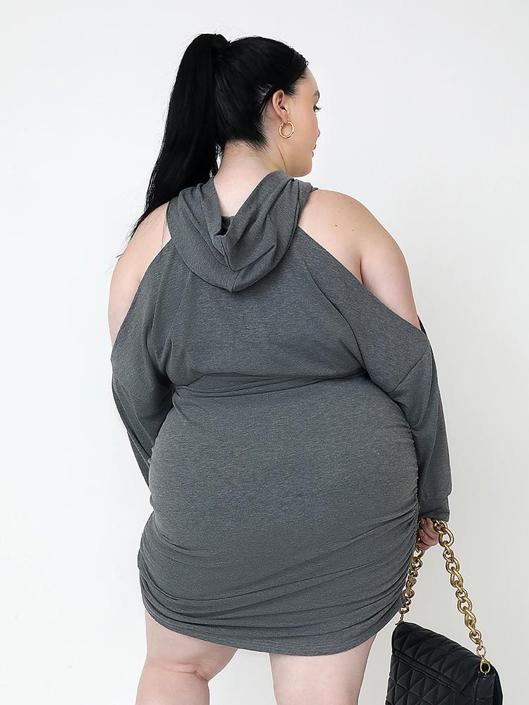 Cold Shoulder Hooded Bodycon Dress