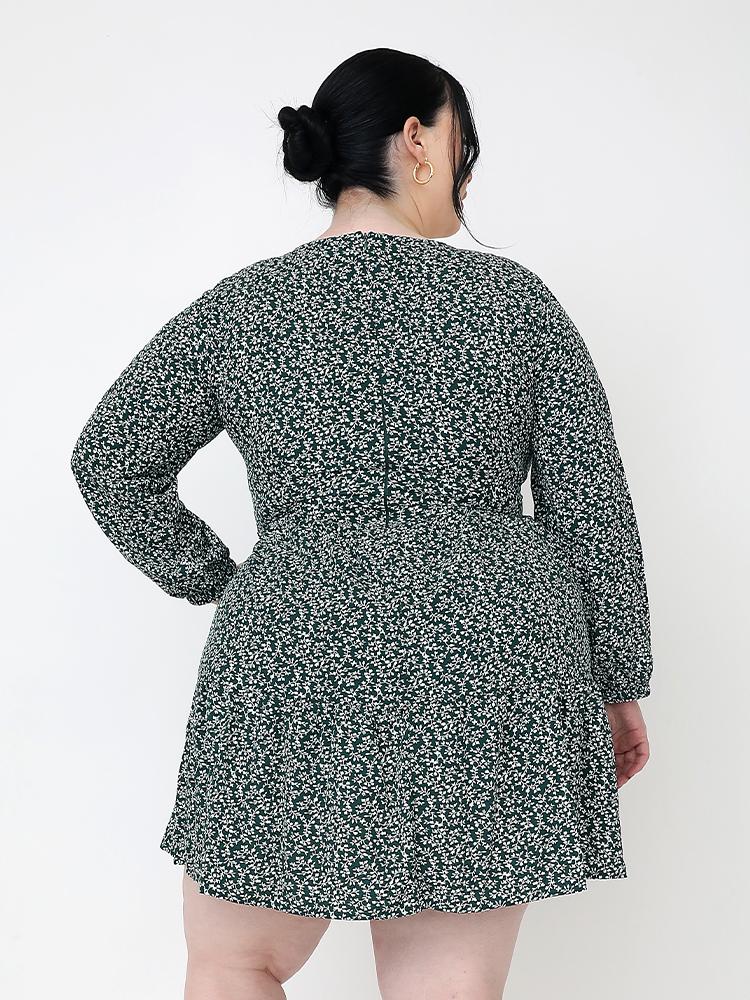 Floral V-Neck Ruffle Hem Dress