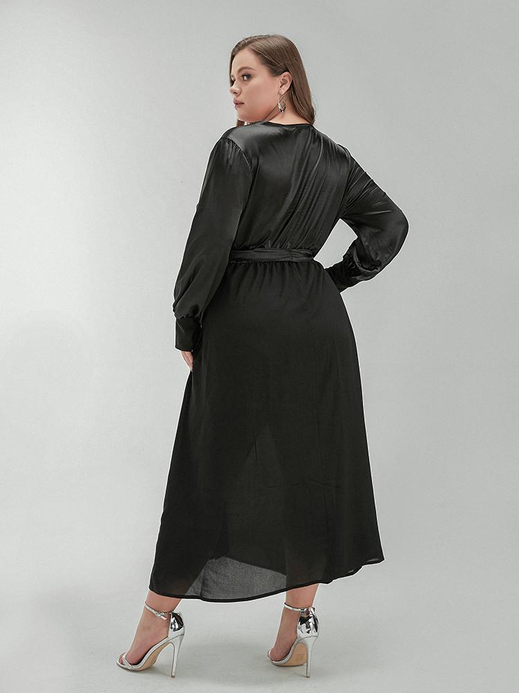 Solid Stitching Wrap Dress