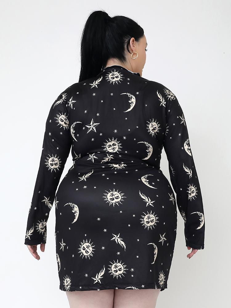 Star Sun Print Bodycon Dress