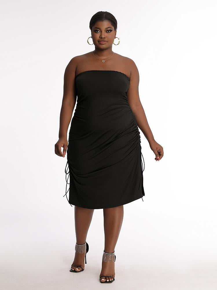 Ruched Split Tube Dress