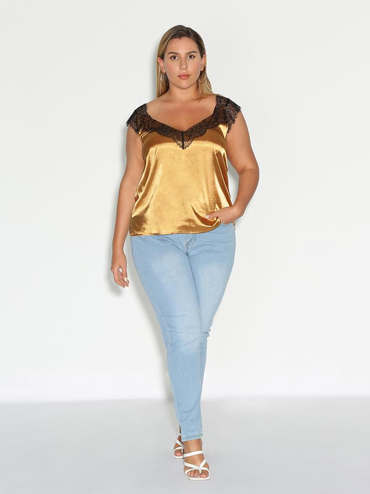 Lace Neck Satin Cami