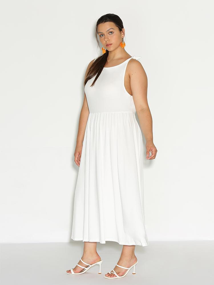 Knot Shoulder Ruffle Dress