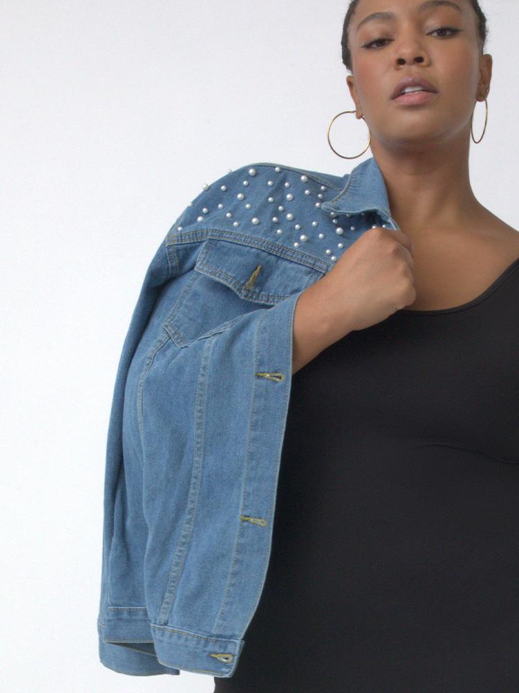 Beaded Pocket Denim Jacket