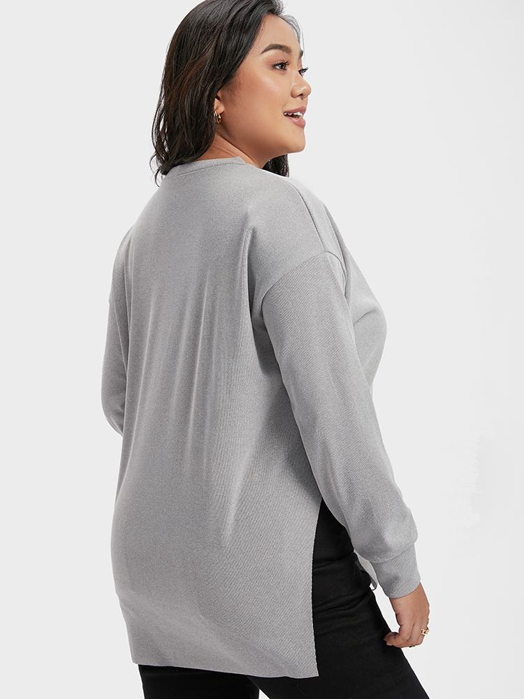 Button Deep V Neck Slit Cardigan