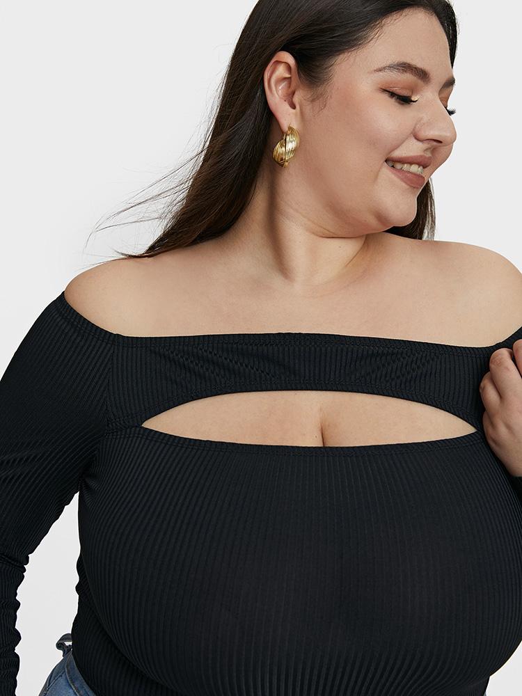 Cut-out Off Shoulder Knit Top