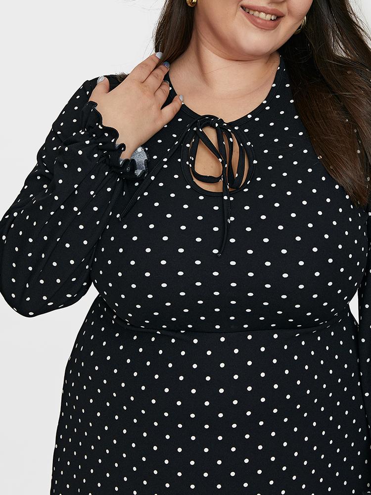 Polka Dot Tie Neck Dress