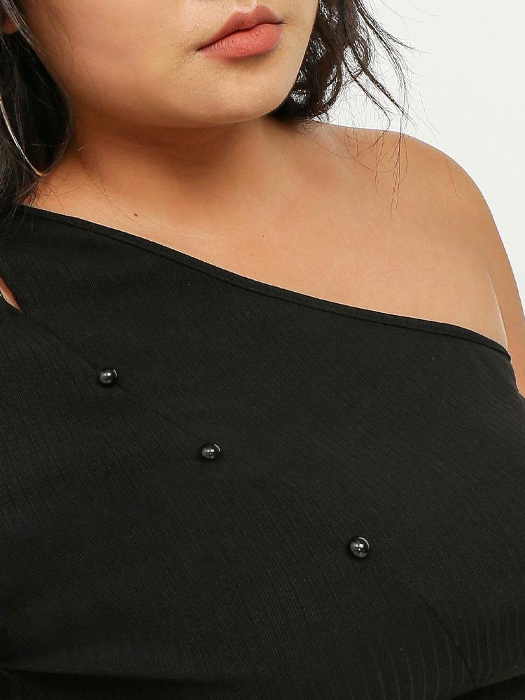 Cut Out One Shoulder Crop T-shirt