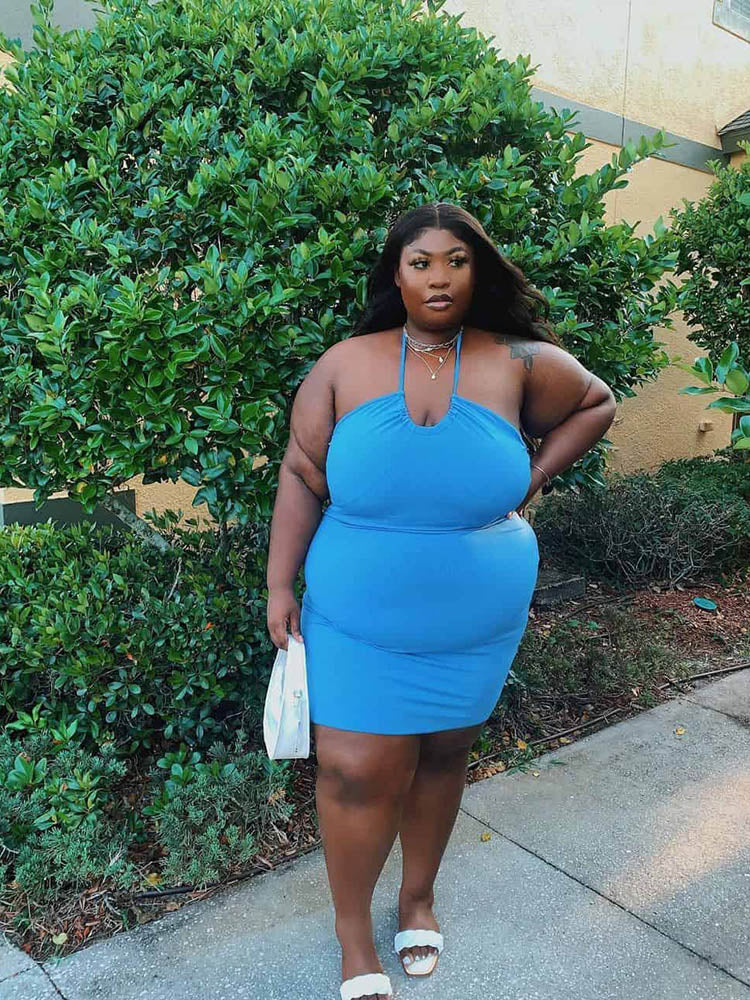 Halter Notched Neck Dress