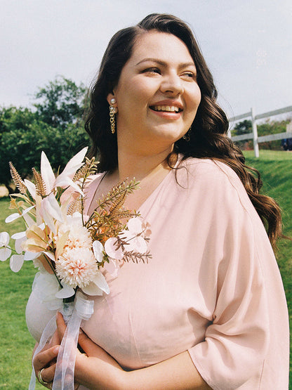 Plain Side Knot Wrap Maxi Dress