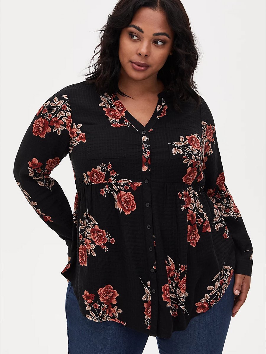 Floral Printed Button Up Blouse