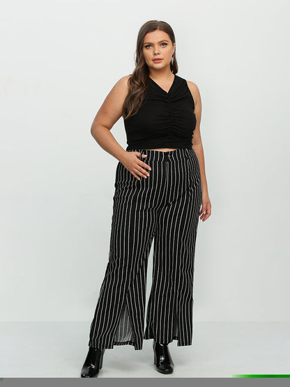 Ruched Front Sleeveless Crop Top