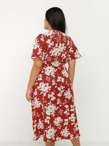 Knot Front V-Neck Floral Dress