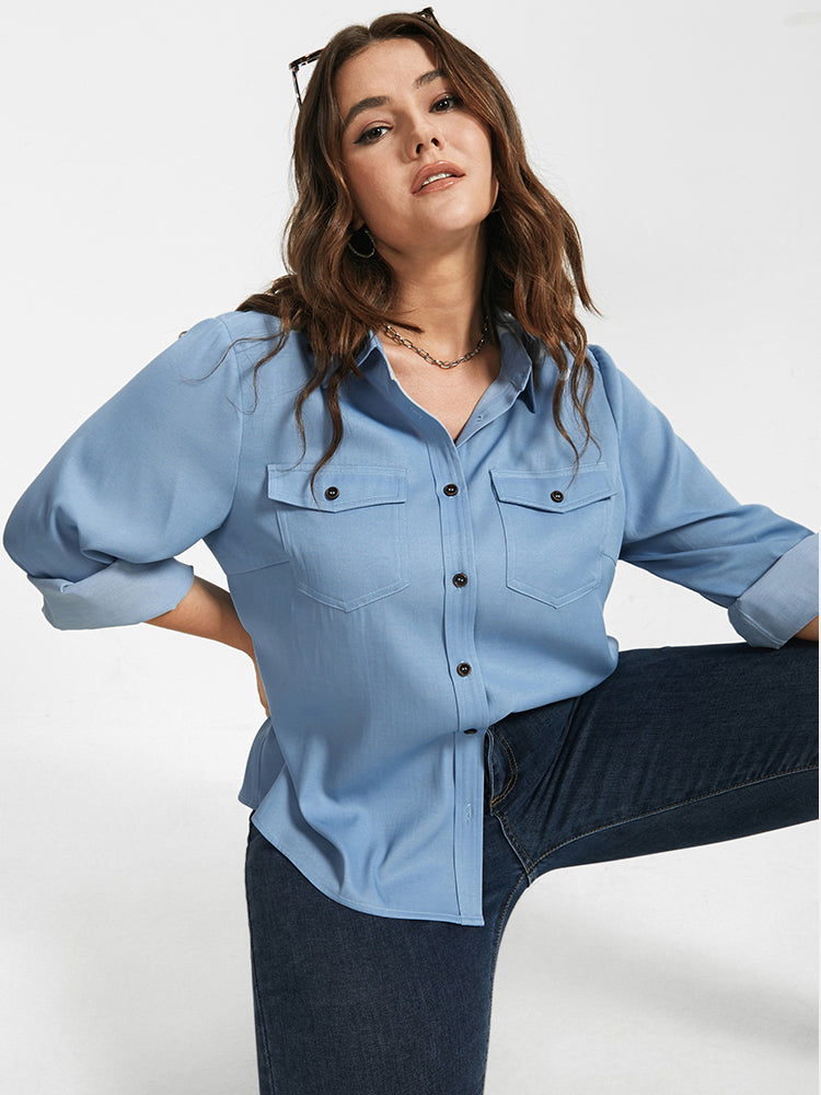 Plain Pocket Button Down Shirt