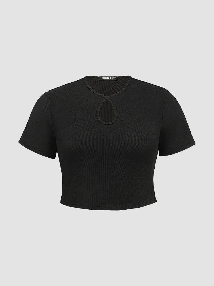 Keyhole Short Sleeve Crop Top