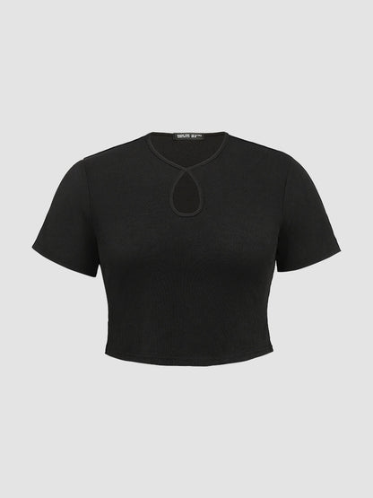 Keyhole Short Sleeve Crop Top