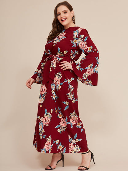 Floral Printed Flared Sleeves Dress