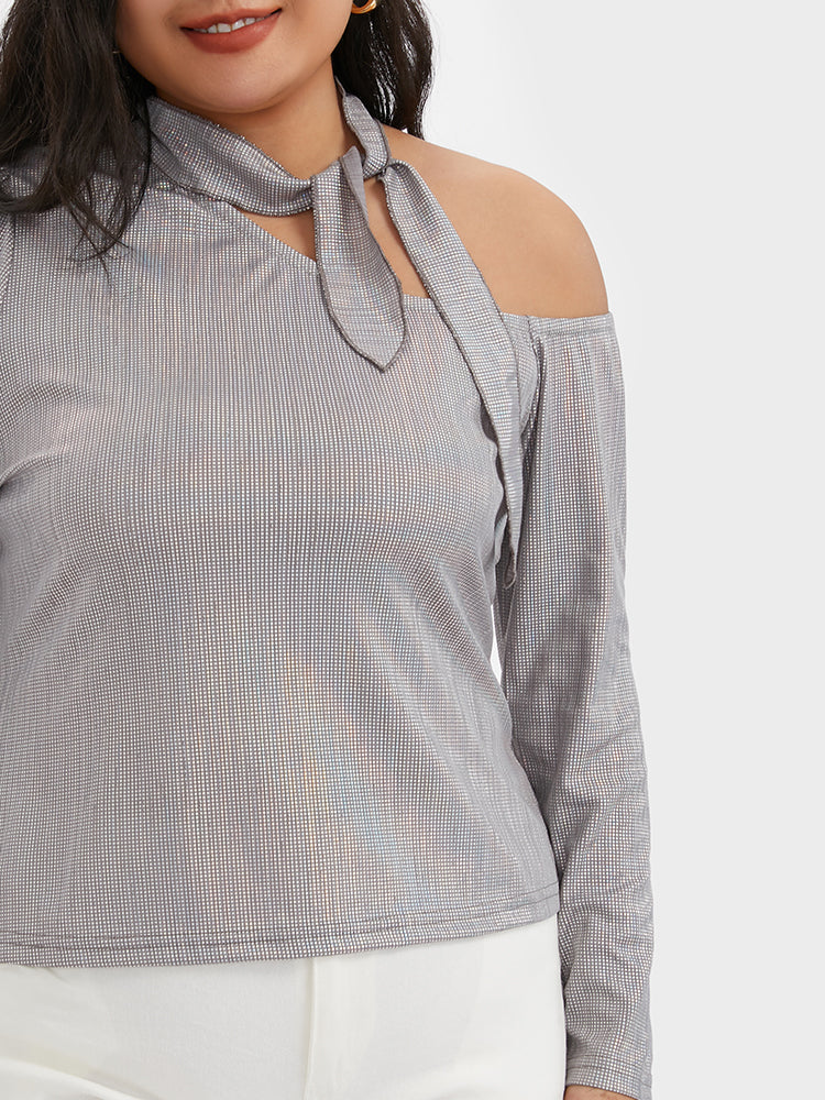 Knotted Neck Cut Out T-shirt