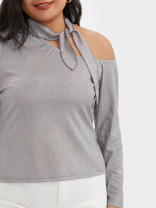 Knotted Neck Cut Out T-shirt