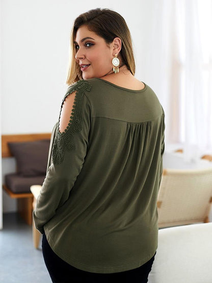 Hollow Out Button Collar Top