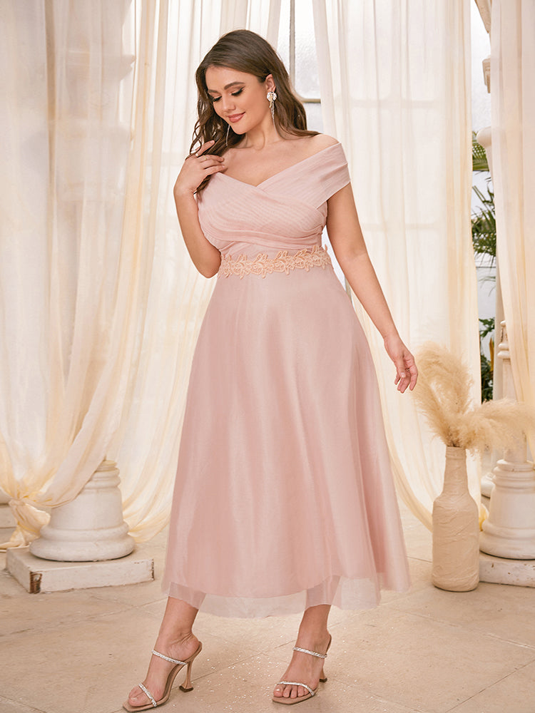 Off Shoulder Lace Up Backless Mesh Dress