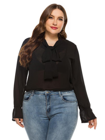 Tie Detail Sheer Chiffon Blouse