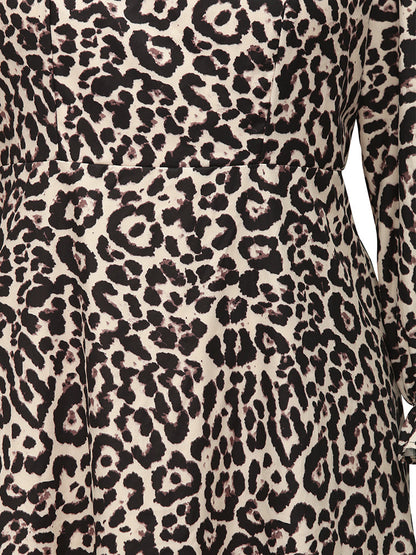 Tan Leopard Print Square Neck Dress